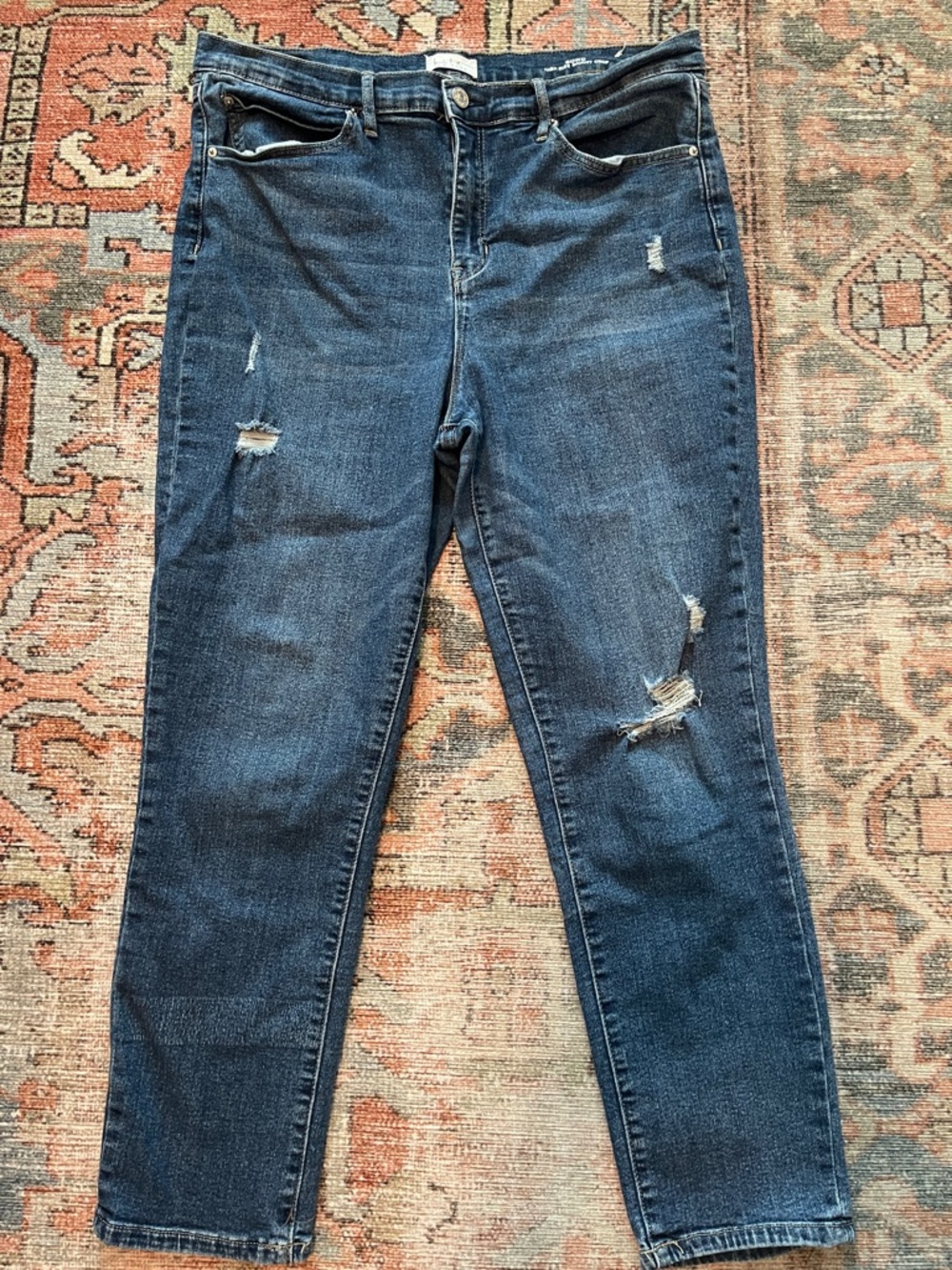 Nicole Miller Indigo Skinny Jeans with Distressed Details